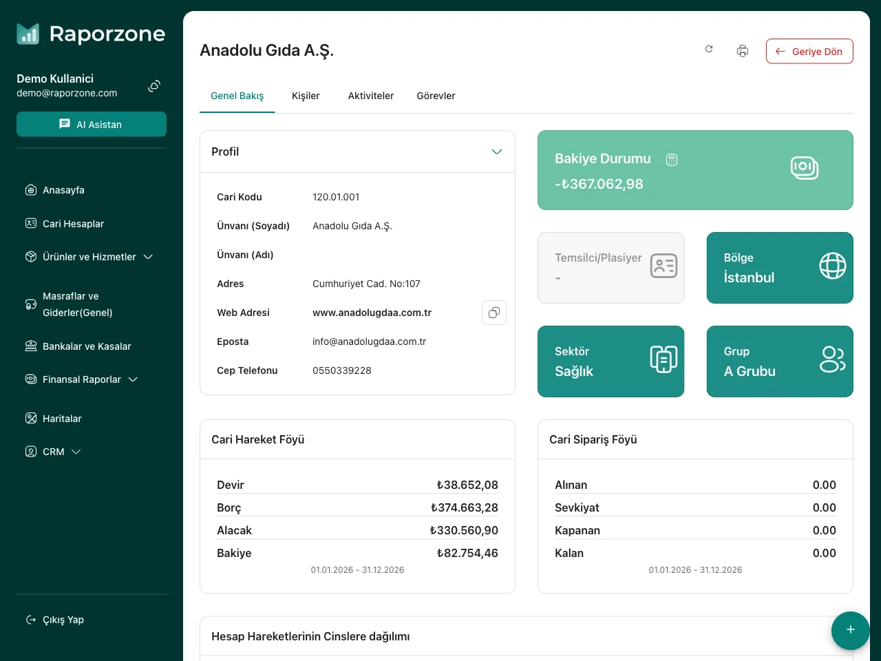 Cari Hesap Detay Ekranı